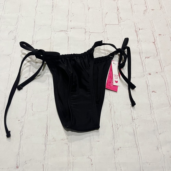 [Xhilaration] NWT black high leg scoop string bikini swim bottom SMALL - Picture 1 of 5